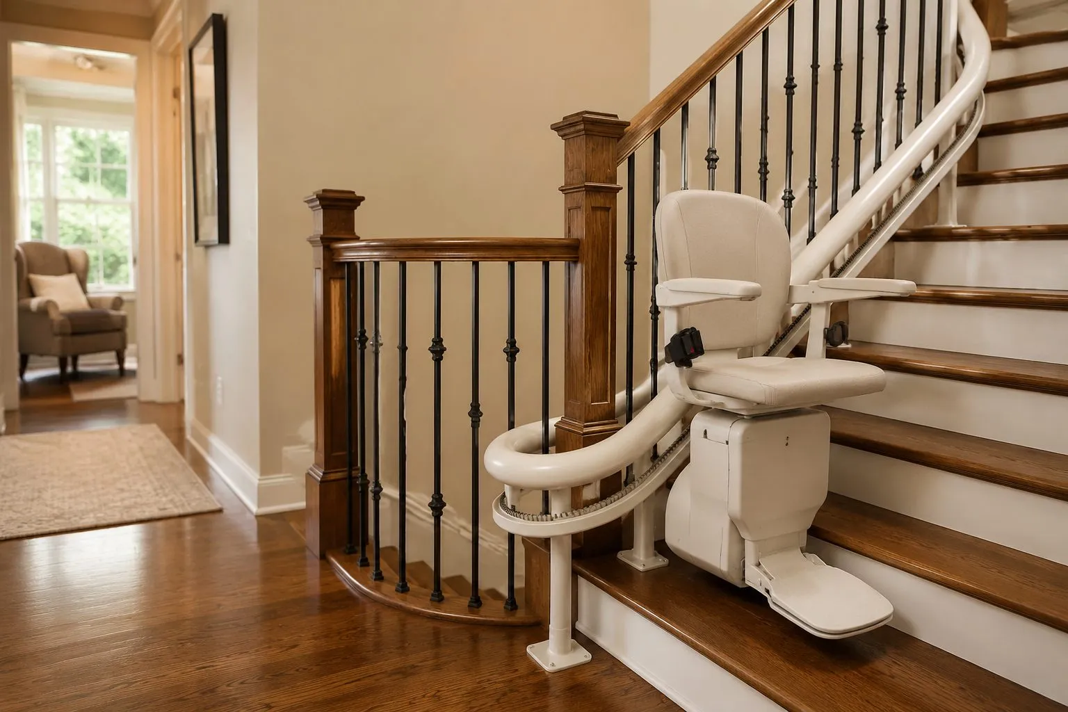 Curved Stairlifts installed in a Minnesota home by Ocel Builders
