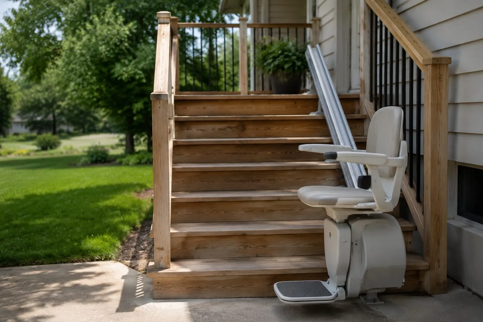 Outdoor Stairlifts installed in a Minnesota home by Ocel Builders