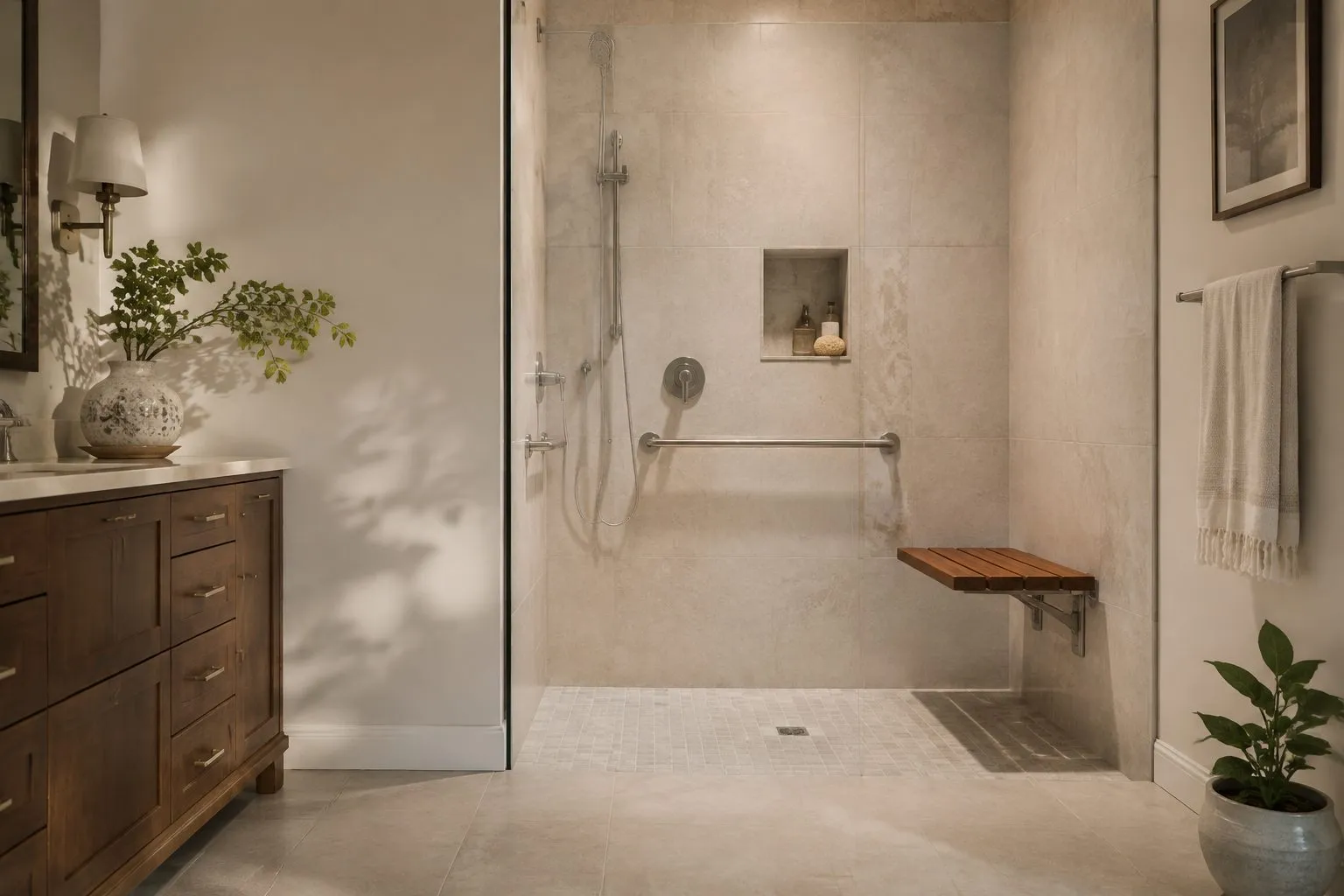 Roll-In & Zero-Threshold Showers installed in a Minnesota home by Ocel Builders