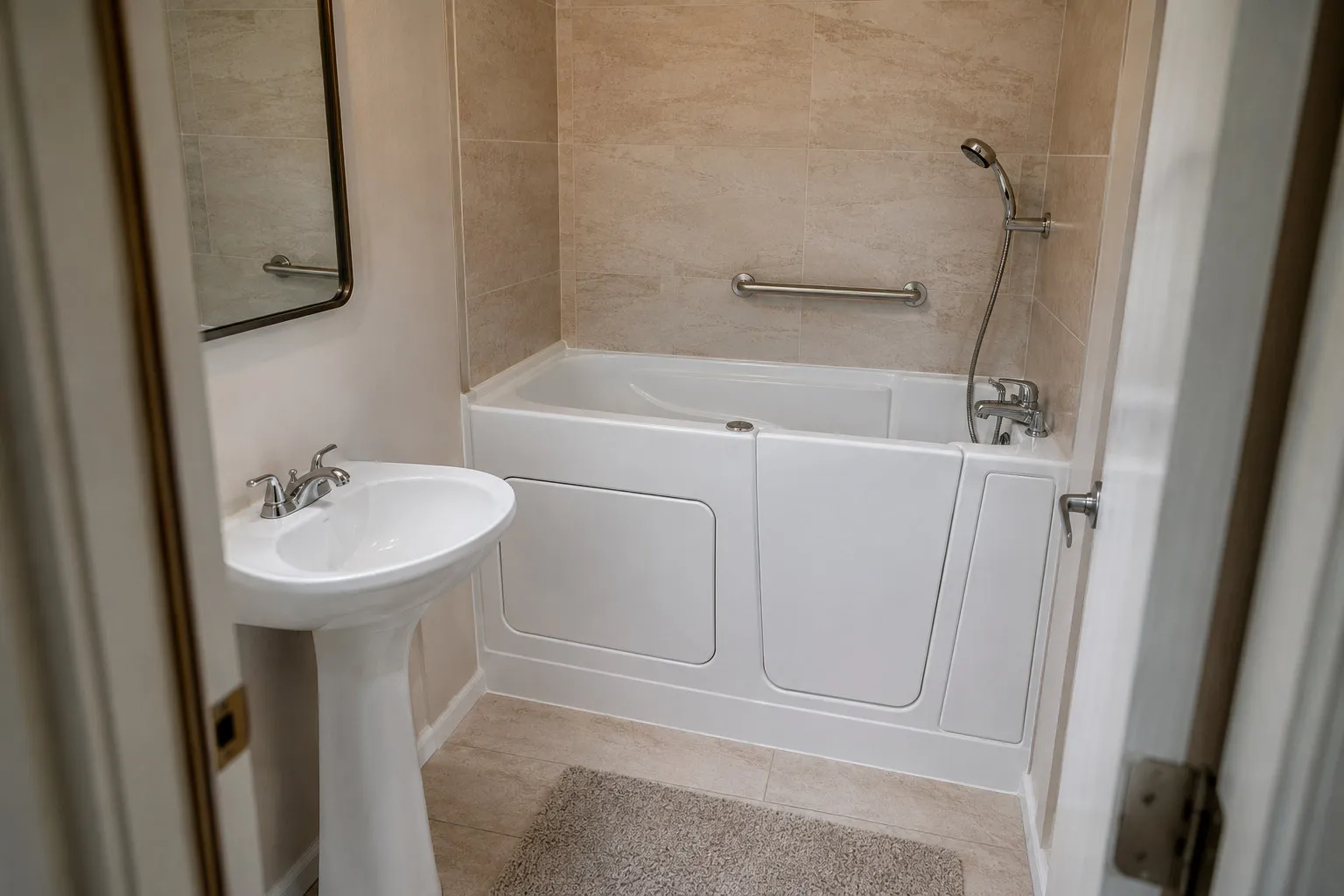 Fitted into a compact bathroom