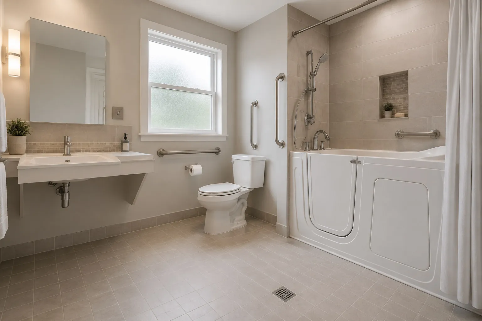Part of a full accessible bathroom